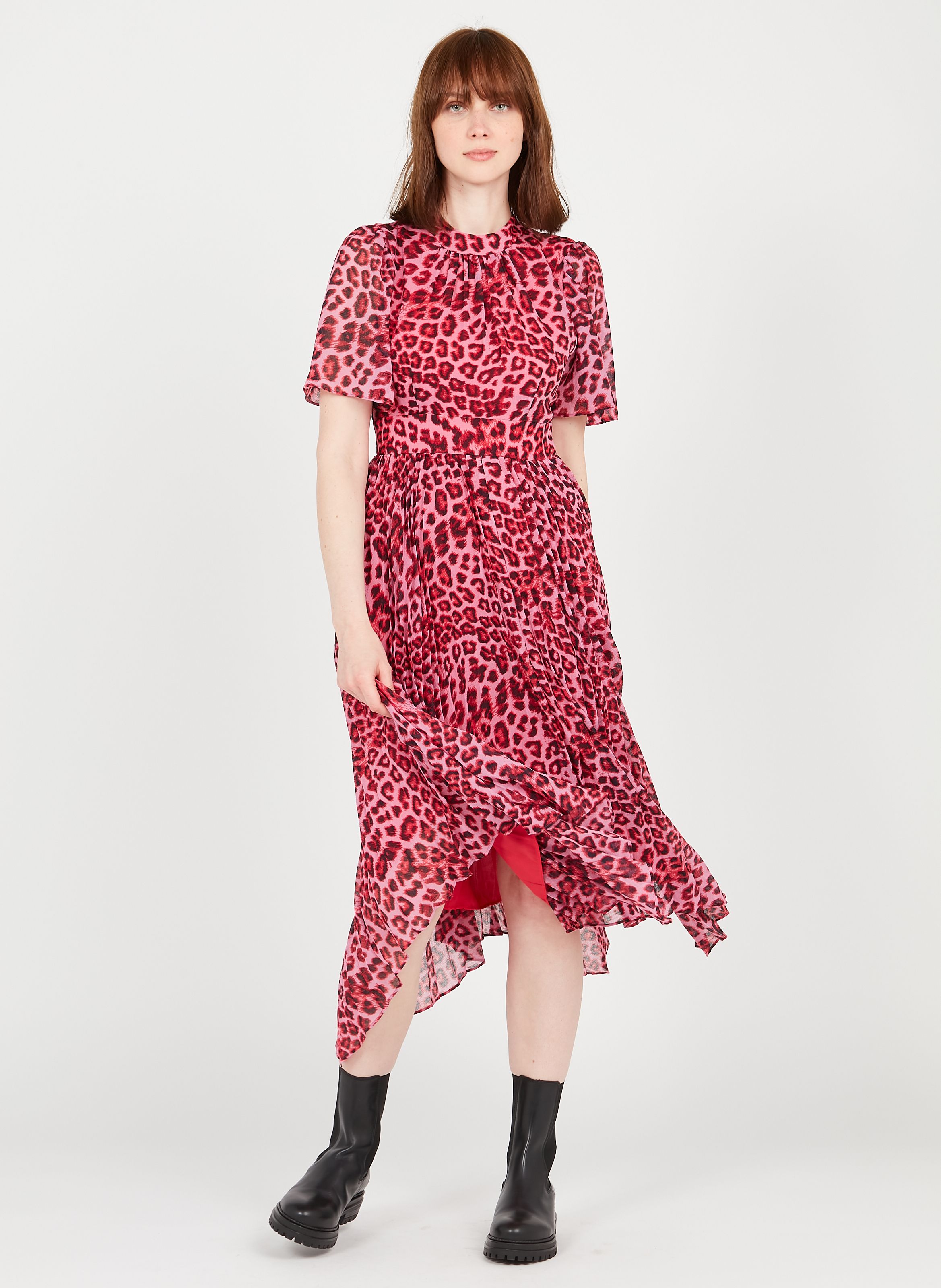 Whistles Pink Leopard Print Dress